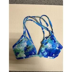 Jolyn Triangle Tie-Back Bikini Top – Watercolor Floral Vintage Print (Size M)